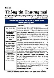 BẢN TIN THÔNG TIN THƯƠNG MẠI CHUYÊN NGÀNH "DỆT MAY"