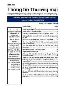 BẢN TIN THÔNG TIN THƯƠNG MẠI - CHUYÊN NGÀNH TACN&VTNN