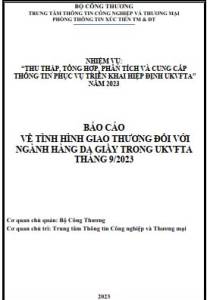 Tình hình giao thương ngành Da giầy trong UKVFTA tháng 9/2023 (miễn phí)