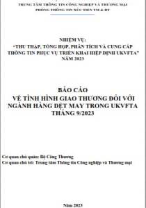 Tình hình giao thương ngành Dệt may trong UKVFTA tháng 9/2023 (miễn phí)