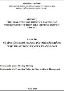 Tình hình giao thương ngành Dược phẩm trong UKVFTA tháng 9/2023 (miễn phí)