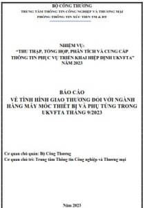 Tình hình giao thương ngành Máy móc & Thiết bị phụ tùng trong UKVFTA tháng 9/2023 (miễn phí)