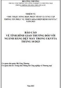Tình hình giao thương ngành Dệt may trong UKVFTA tháng 10/2023 (miễn phí)