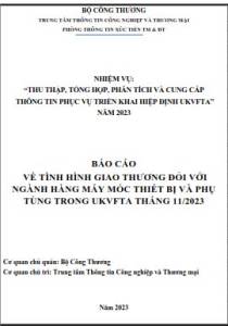 Tình hình giao thương ngành Máy móc thiết bị và phụ tùng trong UKVFTA tháng 11/2023 (miễn phí)